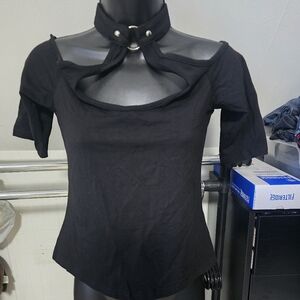 Killstar- Black- Off Shoulder- Short Sleeve- Collar Blouse- Sz Medium